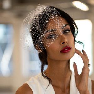 French Bird Cage Veil with Pearls